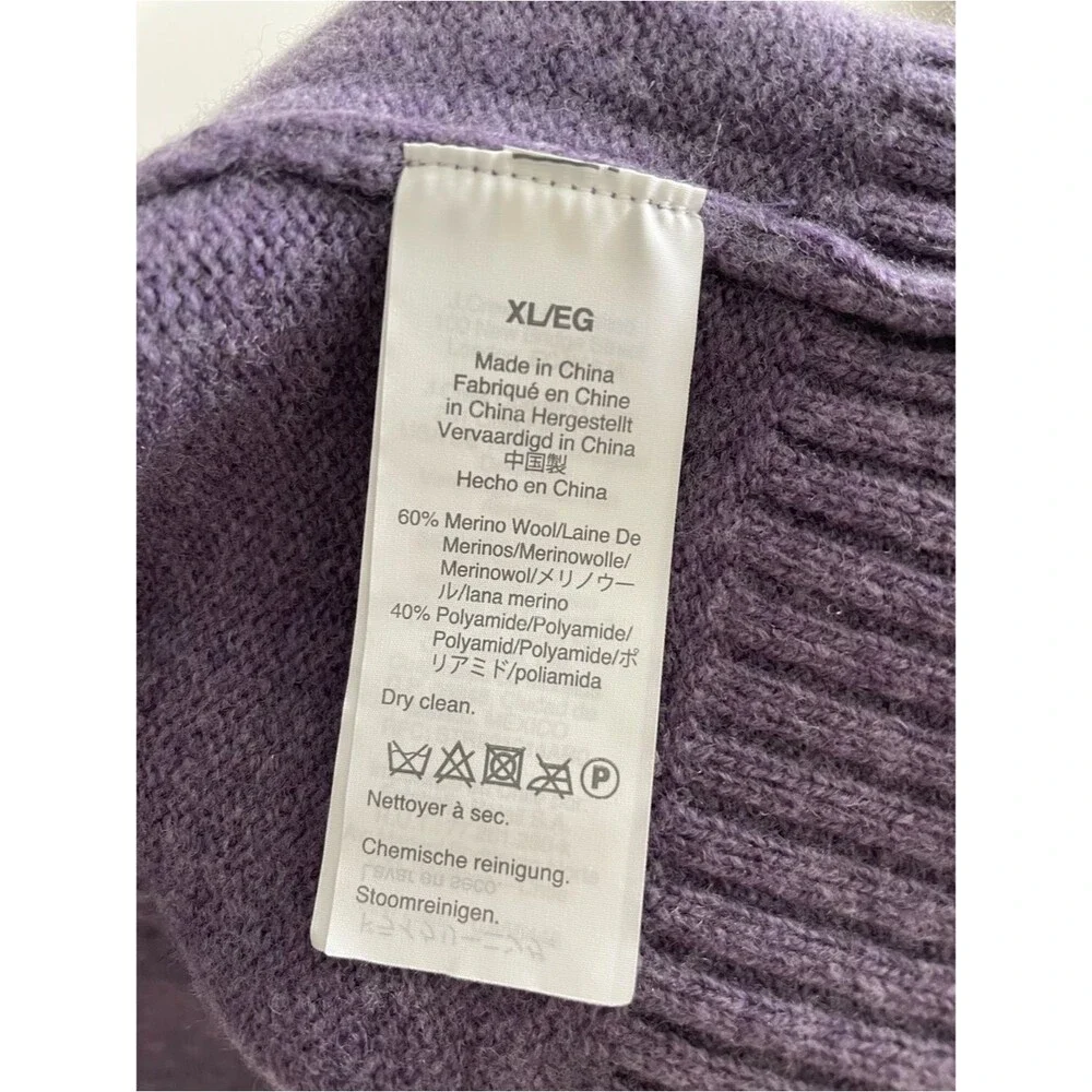 J. Crew Rugged Merino Wool Crewneck Sweater Heathered Lavender Purple Classic XL